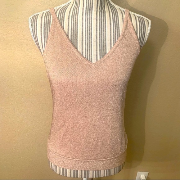 NEW Express Top Large Pale Pink Silk Metallic Wrap Strap Sleeveless Tank - Picture 1 of 16